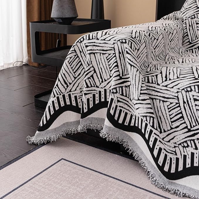 ROOMLIFE Couch Cover 3 Cushion Sofa, Washable Non Slip Furniture Sofa Protector Cover, Soft Chenille Sofa Slipcovers Sectional L Shape Dogs Couch Cover Throw Blanket with Tassels 71''X118'' - Image 2