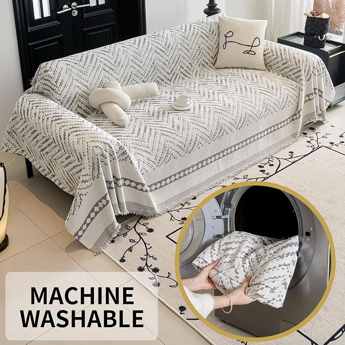HAOMAIJIA Non Slip Couch Cover Sofa Covers for 2 Cushion Couch Washable sectional Couch Covers for Dogs pet Furniture Protector Couch Cover Blanket for Living Room (MR-Grey, 71"x102") - Image 7