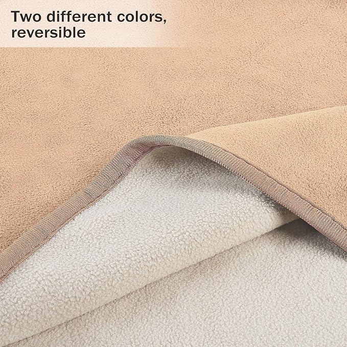 Catalonia Waterproof Bed Blanket, Washable Reversible Furniture Protector | Camel/Taupe Double-Sided Fleece, Leakproof Protection for Bed, Sofa and Couch, Resists Spills, Stains and Everyday Messes - Image 4