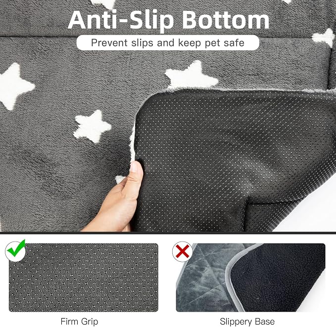 Mora Pets Dog Crate Pad Dog Kennel Bed Crate Mat for Large Dogs Washable Cute Star Pet Bed for Cage Ultra Soft Flat Pillow Cushion for Cozy Sleeping Anti-Slip Grey 42 x 27 - Image 4