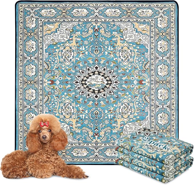 Qeils Washable Pee Pads for Dogs, Reusable Puppy Pads 48"x 48" 2 Pack | Leak-Proof, Super Absorbent Potty Training Pads With Non-Slip Backing For Crates, Floor, Playpen, Whelping & Furniture by Qeils