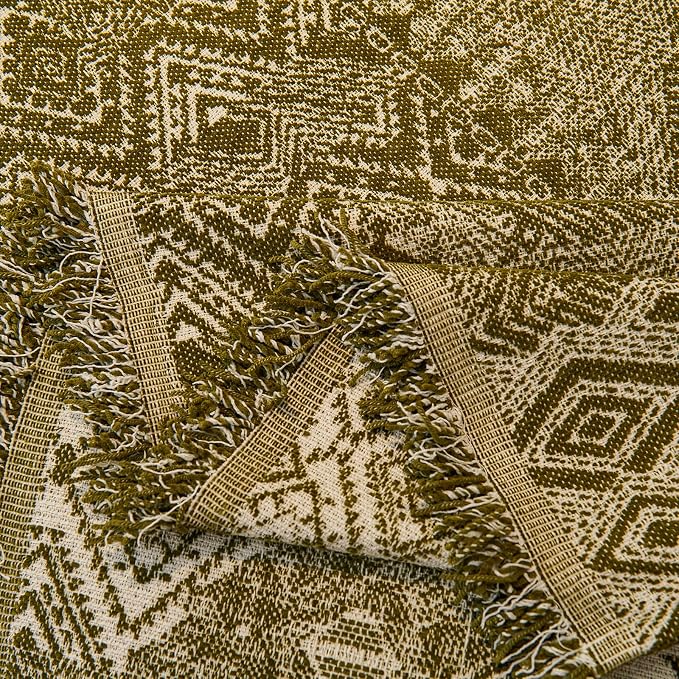 DREAMINGO Dark Green Couch Protector Boho Sofa Covers for 2 Cushion Couch Geometric Jacquard Soft Chenille Furniture Cover for Dogs Washable Vintage Sofa Slipcovers for Sectional, 71"x118" - Image 6