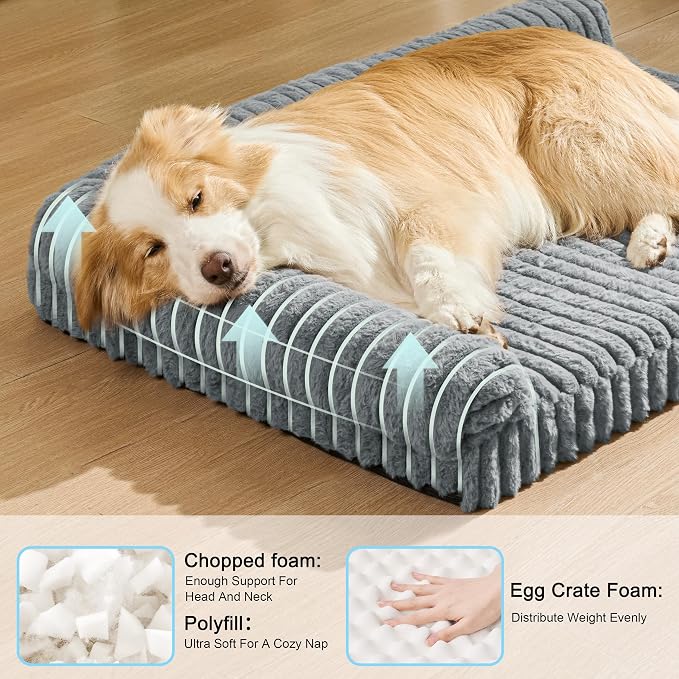 Orthopedic Calming Large Dog Bed Pet Sofa Bed 36''X24''Sage Grey | 2-Sided Pet Couch Large Sized Dog, Soft Egg-Crate Foam Dog Mat, Waterproof Removable Washable Cover, Nonskid Bottom Cat Bed - Image 4