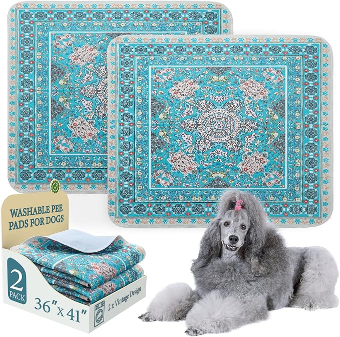 Homimp Washable Pee Pads for Dogs, 2 Pack Reusable Puppy Pads Waterproof, Absorbent and Leakproof Dog Pee Pads, Non Slip Puppy Training Pads, Pet Mat for Floor, Crate, Couch, Whelping,Blue 36"x41" by HOMIMP
