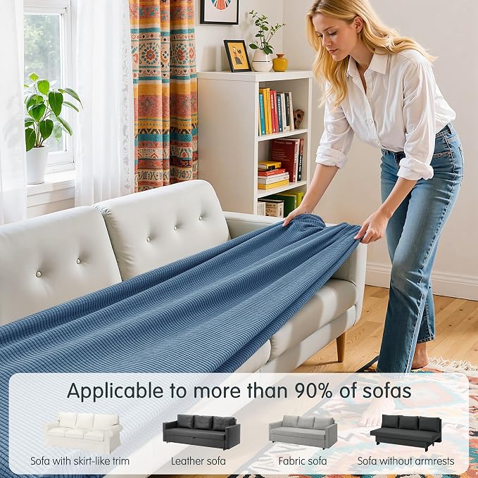 Hokway Couch Cushion Covers Stretch Cushion Covers Sofa Seat Cushion Slipcover Cushion Protector(DenimBlue, Large) - Image 4