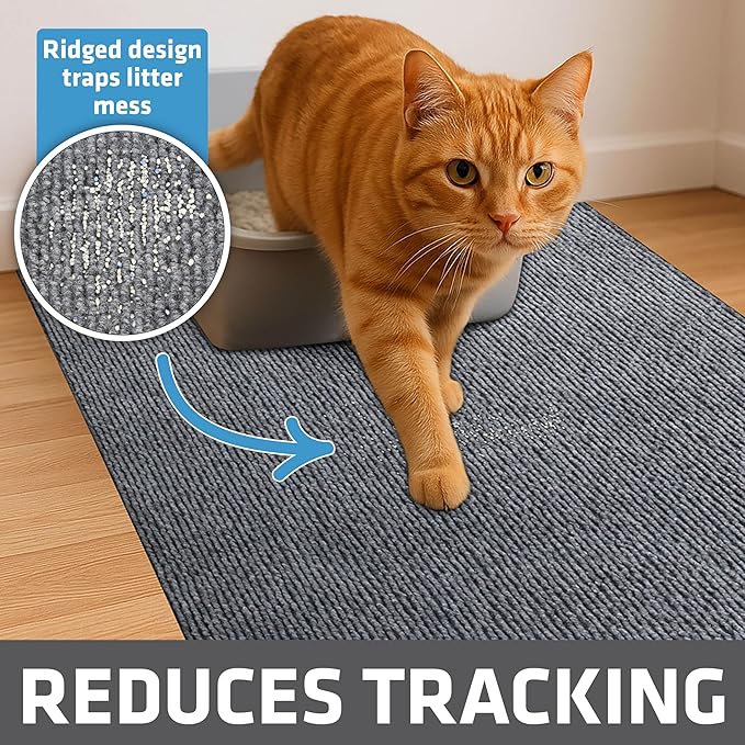 Drymate Cat Litter Box Mat, Litter Trapping Mat, Grey, 20x28 | Waterproof, Urine-Proof, Absorbent, Machine Washable, Soft on Paws, Contains Mess, Protects Floors, Kitten Supplies, USA Made - Image 2