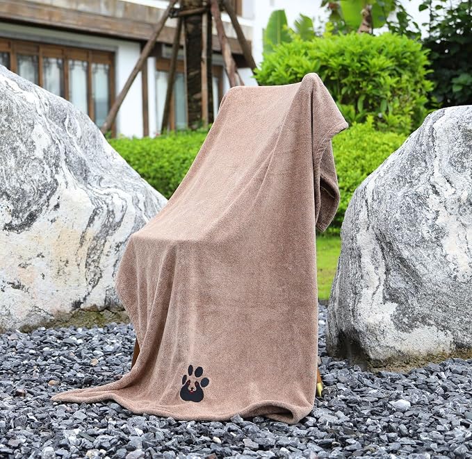 Dogvingpk Extra Large Dog Towel 2 Pack, Super Absorbent Soft Quick Drying Microfiber Pet Bath Towels for Large & Medium Dogs (XL-55" * 36", Black and Brown) - Image 7