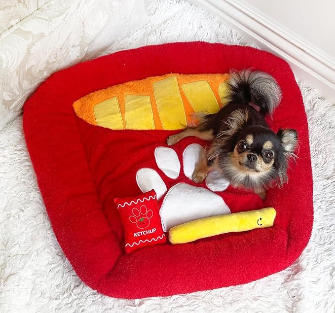 TONBO Soft Plush Small Cute and Cozy Nature Dog Cat Bed, Washer and Dryer Friendly (French Fries) - Image 2