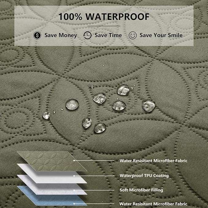 Waterproof Couch Cover for Dogs - Washable Pets Furniture Protector | TPU Leak-Proof Liner, Lightweight & Reversible, Fits Chair, Sofa, Bed, 52" x 82" , Lightblue/Green - Image 2