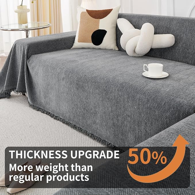 HAOMAIJIA Sectional Couch Covers L Shape 2 Pieces Washable L Shaped Couch Covers for Sectional Sofa Non Slip Couch Cover Blanket for Dogs Pet Friendly Furniture Protector (Grey, 71"x102" + 71"x118") - Image 4
