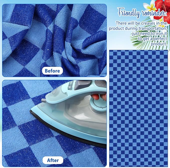 Peryiter 6 Pcs Oversized Microfiber Beach Towels Large Quick Dry Pool Towels Absorbent Camping Travel Blanket Set for Women Men Bath Beach(Classic Plaid,28 x 59 Inch,Navy Blue) - Image 4