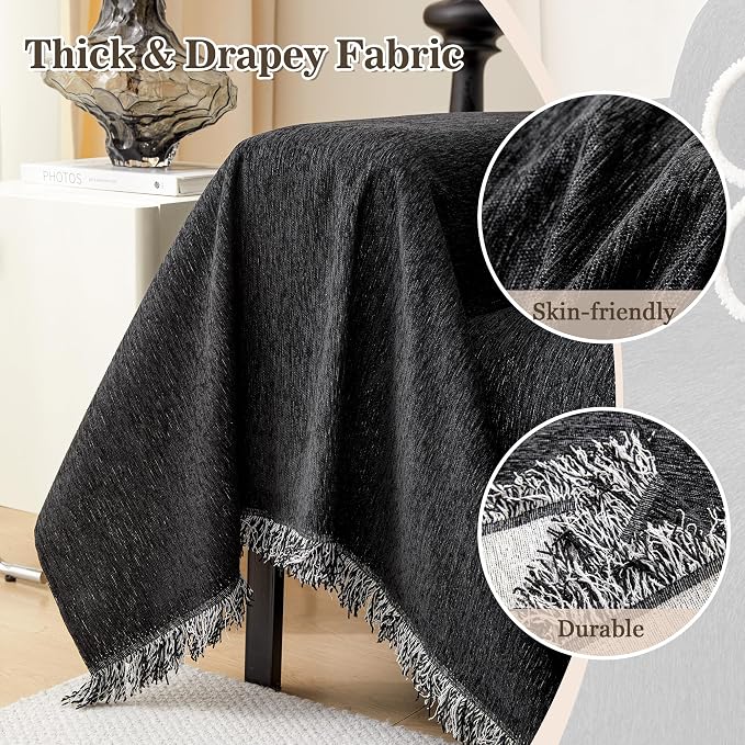 MEETSKY Black Couch Covers for Sofa, Couch Cover for 3 Cushion Couch Sofa Pet Friendly, Washable Sofa Cover Thick Soft Chenille Dog Couch Protector, 71" x 118" - Image 3