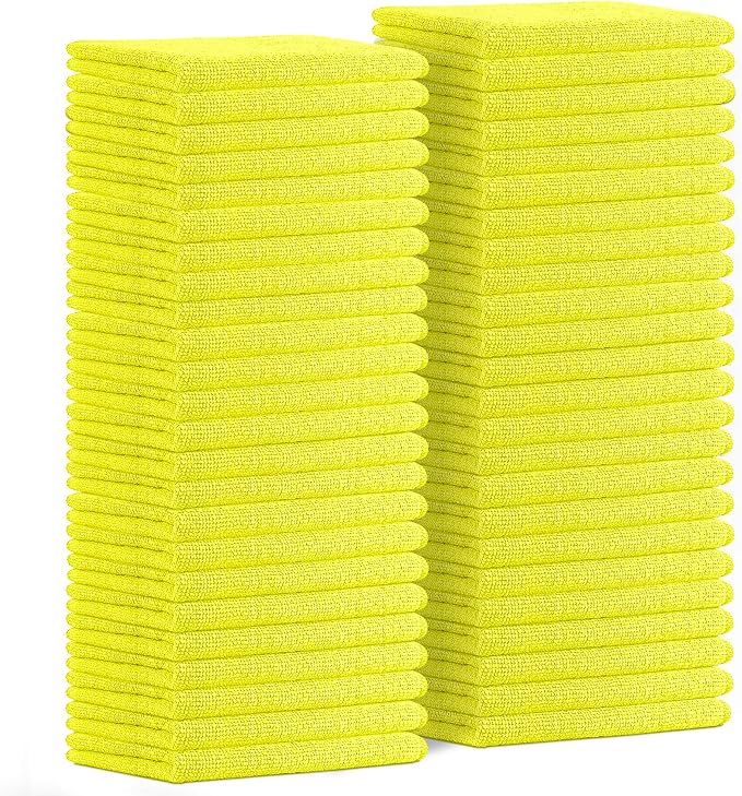 Avalon Towels Microfiber Cleaning Cloths (Value Pack of 48) - Size 16 x 16 Inches, Highly Absorbent Cleaning Rags, Lint Free, Reusable and Washable, Microfiber Towels for Cars by AvalonTowels