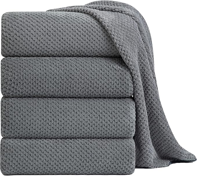 Extra Large Bath Towel Sheet Set 35x70 Inches - Oversized Highly Absorbent Towels Set,Jumbo Microfiber - Quick Dry, Lightweight,Super Soft for Bathroom,Hotel,SPA,Pack of 4 (Gray) by Smuge