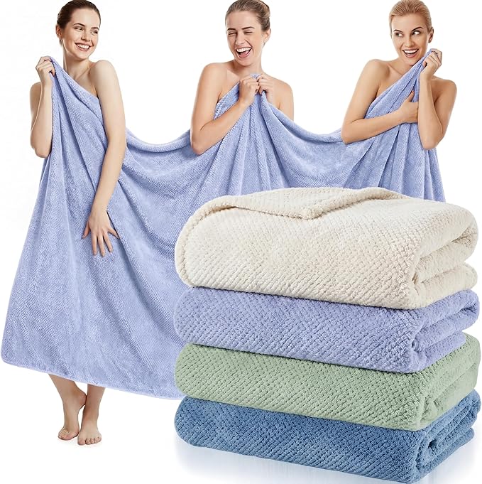 Newwiee 4 Pcs Oversized Bath Towel 40'' x 80'' Bath Sheet,Fresh Colors | Fluffy Microfiber Quick Dry, Extra Large Bathroom Towel, Soft Absorbent Adult Shower Sheet, Fall Halloween Decor, Spa Beach by Newwiee
