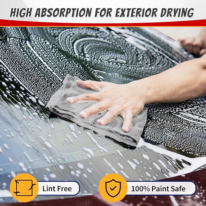 FIXSMITH Shop Towels, Pack of 200, Grey Microfiber Cleaning Cloth Bulk, Microfiber Towels for Cars, All-Purpose Absorbent Cleaning Rags, Dust Cloth for Automotive, Mechanic, Garage, 11.5 x 11.5 inch - Image 5
