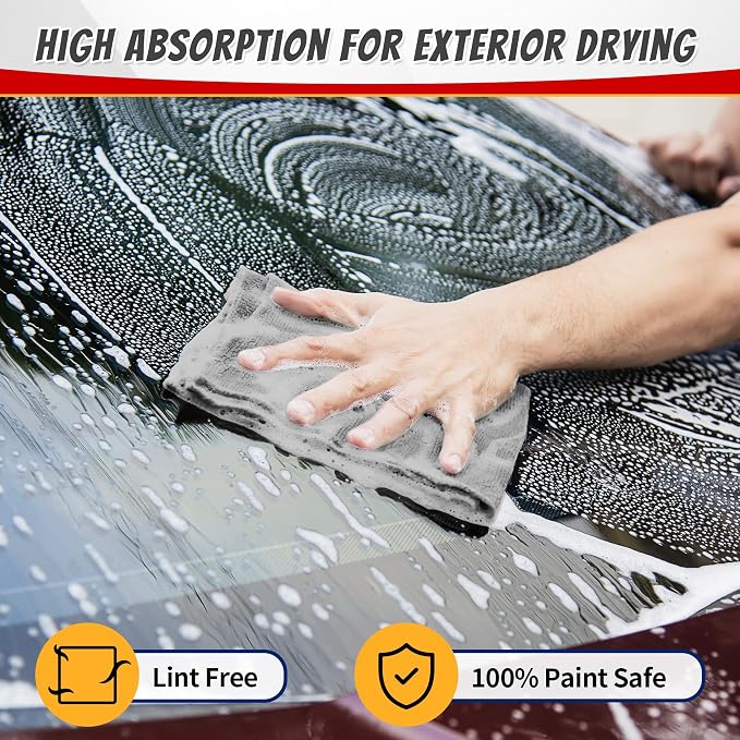 FIXSMITH Shop Towels, Pack of 50, Grey Microfiber Cleaning Cloth Bulk, Microfiber Towels for Cars, All-Purpose Absorbent Cleaning Rags, Dust Cloth for Automotive, Mechanic, Garage, 11.5 x 11.5 inch - Image 5