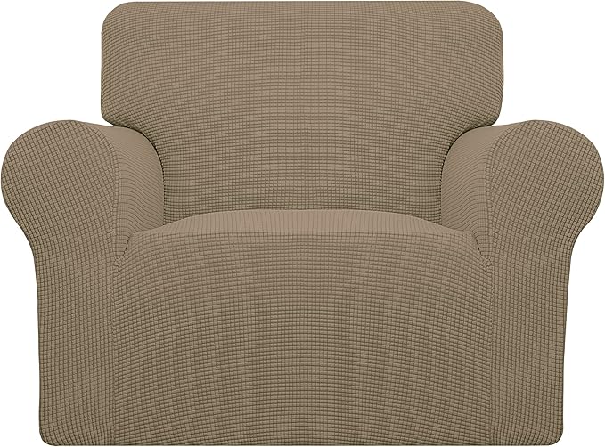 Easy-Going Stretch Oversized Chair Slipcover with Arm Washable Tan | 1-Piece Large chair covers armchair Furniture Protector for Living Room chair and a half cover Soft For Kids, Pet. by Easy-Going
