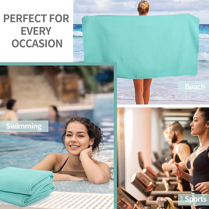 MICROFI Microfiber Waffle Bath Towels, 4 Pieces, Soft, Absorbent, Fast Drying, Lint Free 430 GSM (27''x55''/68.58 cm x139.7 cm) - Image 7