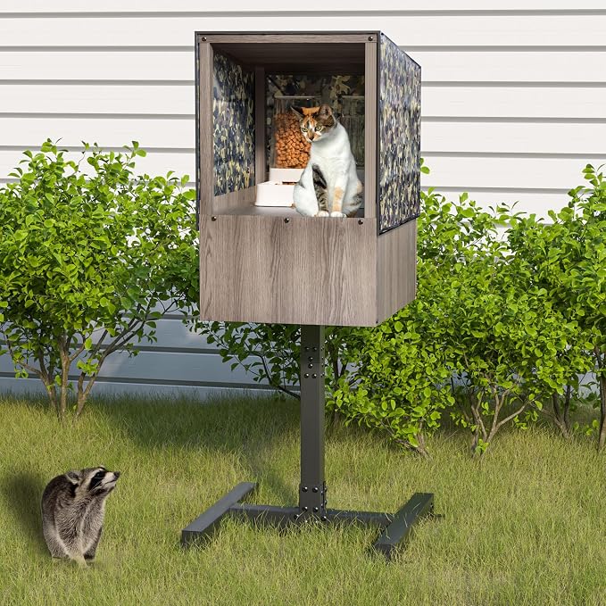 GDLF Outdoor Cat Feeding Station and Weatherproof Feral Cat Shelter | Elevated Design: Helps keep food dry and off wet ground while creating a dedicated feeding area for outdoor cats - Image 2