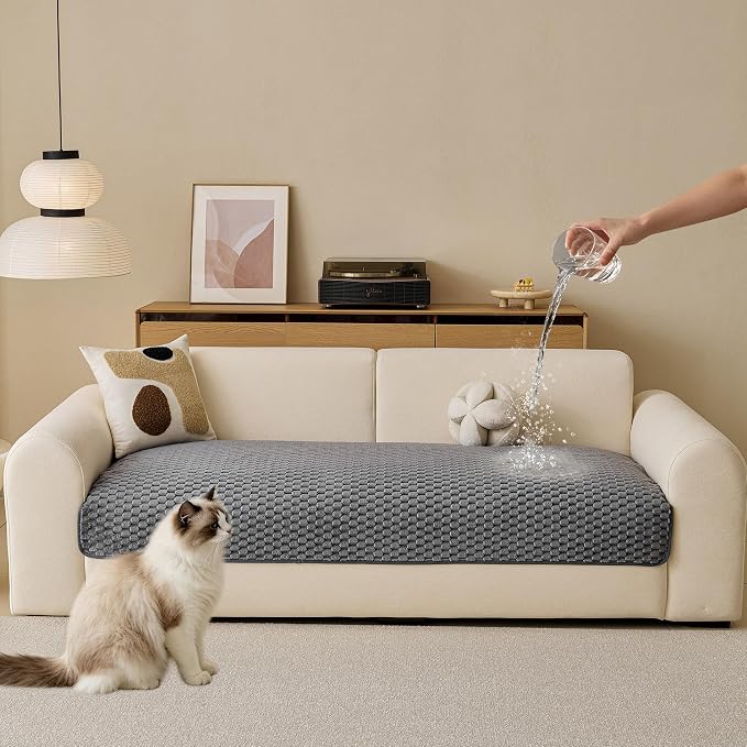 Waterproof Couch Covers for Dogs Washable, Pet sectional Sofa Cover | Non Slip Fuzzy Couch Slipcovers for 3 Cushion, Furniture Protector,Scratch Resistant Couch Covers for Sofa (Grey,35"x 83") - Image 9