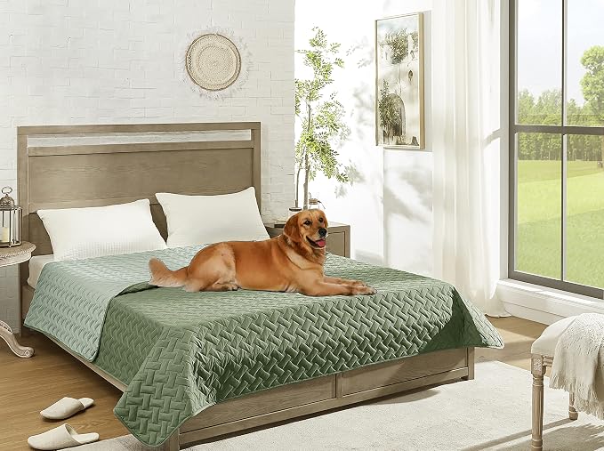 gogobunny 100% Double Sided Waterproof Dog Blanket Soft Pet Bed Cover Reversible Protect Furniture Couch Sofa Car for Puppy Cat Kids (Dark Green/Light Green, 30x70 Inch (Pack of 1)) - Image 7