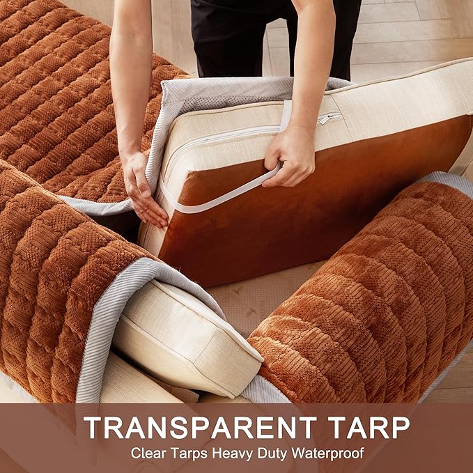 Couch Cover for Dogs Washable,Non-Slip Fuzzy Sofa Covers for Pets | Thick Soft Furniture Protector Fits Loveseat & Sectional,Against Fur&Dirt(Curry, 1pc/27.6"x70.9"/Seat Cover) - Image 4