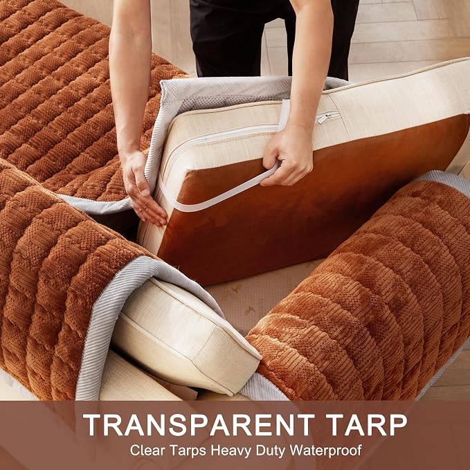 Couch Cover for Dogs Washable,Non-Slip Fuzzy Sofa Covers for Pets | Thick Soft Furniture Protector Fits Loveseat & Sectional,Against Fur&Dirt(Curry, 1pc/36"x80.1"/Seat Cover) - Image 4