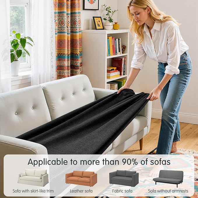 Hokway Couch Cushion Covers Stretch Cushion Covers Sofa Seat Cushion Slipcover Cushion Protector(Black, Medium) - Image 4