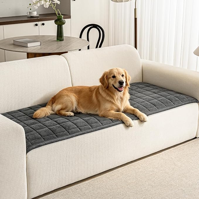 Couch Covers for Dogs Washable, 27.6"x59.1" Non Slip Couch Covers for Loveseat Sofa Pet Friendly, Soft Fuzzy Sofa Covers for Pet, Dog Couch Cover Furniture Protector(1PC,Dark Grey) by PJLZJFBY