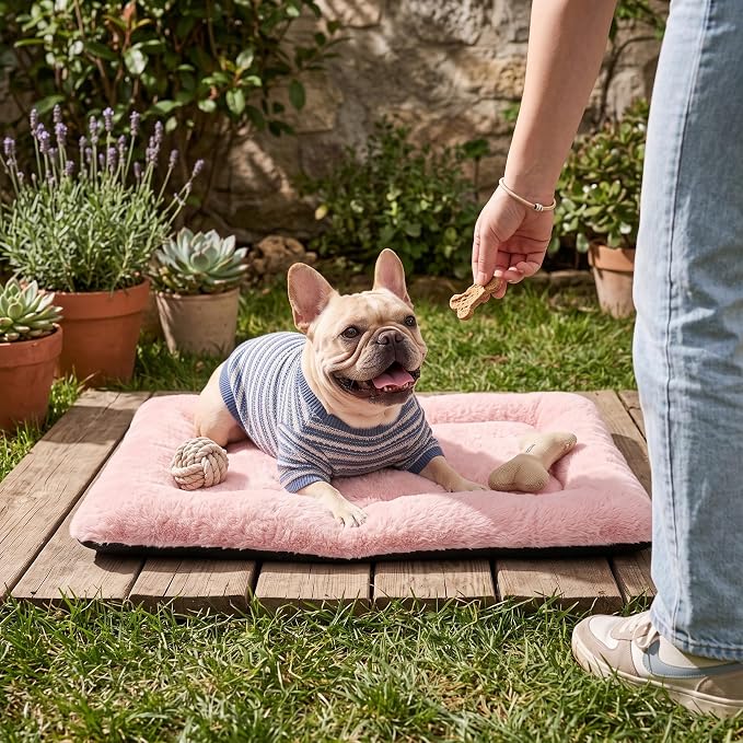 Dog Bed 30" for Metal Crate Pad, Washable Kennel Mat for Medium Dogs & Pets | Soft faux rabbit fur, non-slip,machine wash/dry, plush cushioning, for crates, floors & travel, multiple sizes for all breeds - Image 8