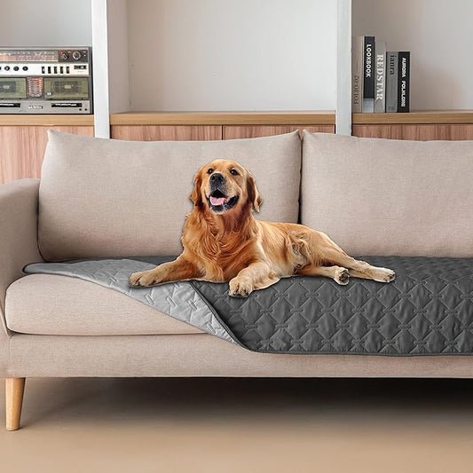gogobunny 3X Stronger Waterproof Pet Blanket, Scratch Proof Furniture Protector for Dogs Cats, Reversible Cover 30x70 Inch, Dark Grey/Light Grey by gogobunny