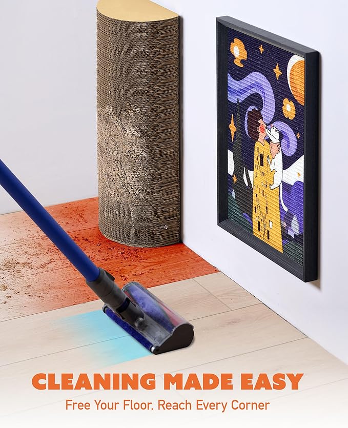 Decorative Wall Art Cat Scratcher for Vertical Scratching, 14"x20" Framed Sisal Scratch Pad Mat with Renter-Friendly No-Drill Wall Mounted Setup, Durable Alternative to Cardboard (Girl with Purr) - Image 4