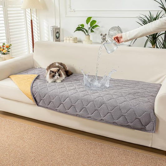 PuTian Waterproof Couch Cover for Dogs, Slip Straps, 36"X63", Dark Gray | Washable Sofa Cover，Pet Friendly Couch Protector & Dog Mat, Waterproof Furniture Guard for Sofas, Loveseats & Sectionals by PuTianWorld