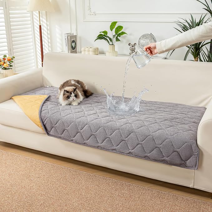 PuTian Waterproof Couch Cover for Dogs, Slip Straps, 36"X83", Dark Gray | Washable Sofa Cover，Pet Friendly Couch Protector & Dog Mat, Waterproof Furniture Guard for Sofas, Loveseats & Sectionals by PuTianWorld