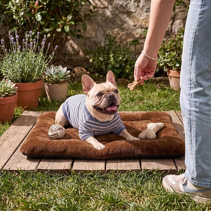 Dog Bed 30" for Metal Crate Pad, Washable Kennel Mat for Medium Dogs & Pets | Soft faux rabbit fur, non-slip,machine wash/dry, plush cushioning, for crates, floors & travel, multiple sizes for all breeds - Image 8
