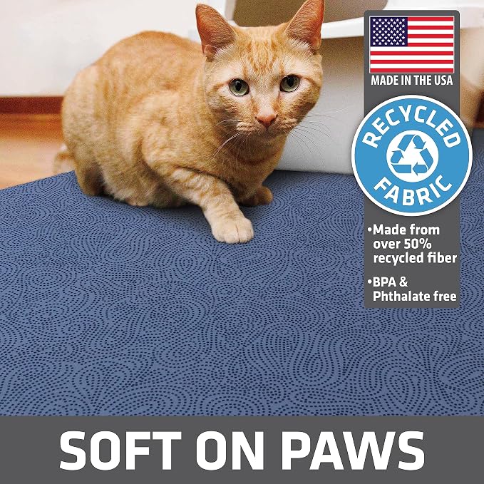 Drymate Cat Litter Box Mat, Litter Trapping Mat, Blue, 29x36 XL | Waterproof, Urine-Proof, Absorbent, Machine Washable, Soft on Paws, Contains Mess, Protects Floors, Kitten Supplies, USA Made - Image 4