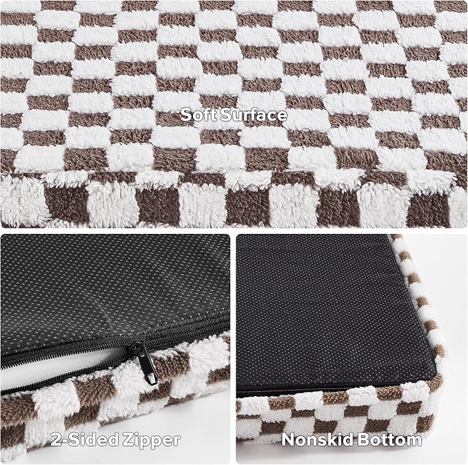 JOEJOY Dog Bed for Large Dogs, XLarge Orthopedic Dog Bed with Removable Washable Cover, Cute Modern Plush & Memory Egg Crate Foam Dog Bed, 42 x 28 inch, Cofffee - Image 7