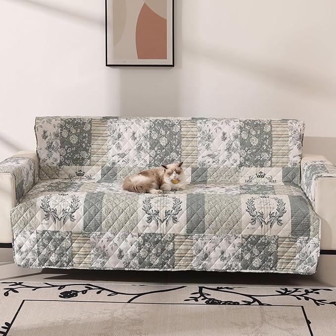 Cmfshape Skidproof Sofa Cover-Grey Bird Sofa Slipcover with Elastic Straps-Easy Fit Slip Cover-Washable Furniture Protector for Pets and Kids(Sofa,Grey) by cmfshape-quiltset