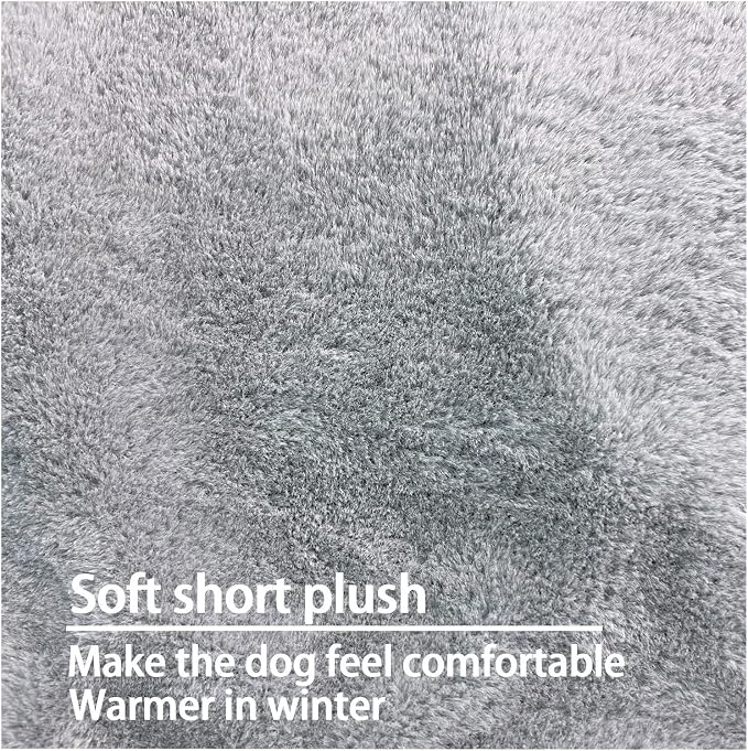 Dog Bed Cover 47L x 29W x 4H Inch,Heavy Duty Durable Waterproof Fluffy Soft Short Plush Replacement Dog Bed Covers,Washable Removable Pet Bed Mattress Cover with Zipper.Grey,Cover Only. - Image 4