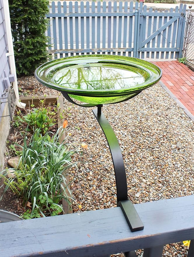 Achla Designs CGB-05FG-RM 12 Inch Fern Green Crackle Rail Mount Bracket Birdbath - Image 6