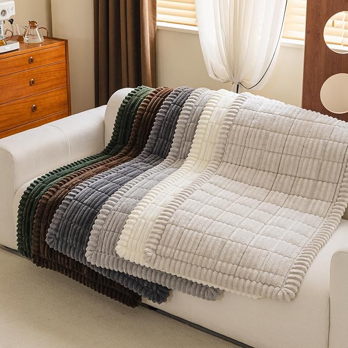 MYSKY HOME Couch Covers for 3-4 Cushion Sofa Pet Friendly, Couch Cover for Dogs, Sofa Covers for Pets Washable, Soft Non-Slip Sofa Slipcovers Furniture Protector Covers, Cream, 27.6" x 82.7" - Image 9