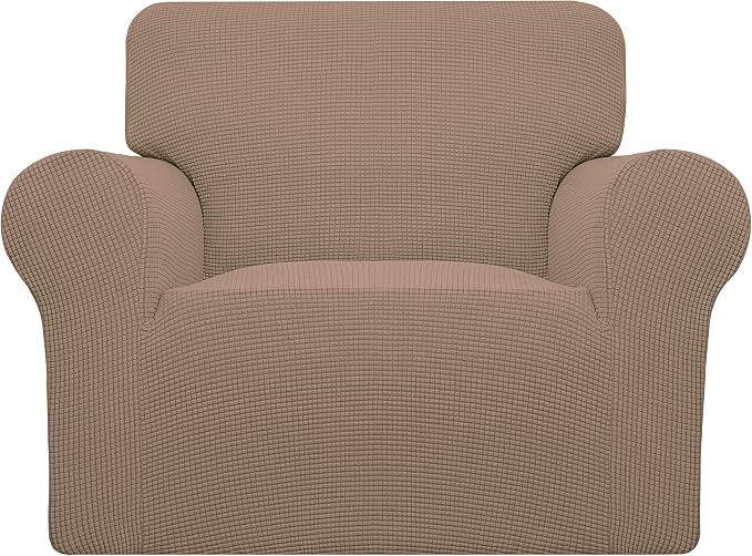 Easy-Going Stretch Oversized Chair Slipcover with Arm Washable Camel | 1-Piece Large chair covers armchair Furniture Protector for Living Room chair and a half cover Soft For Kids, Pet. by Easy-Going