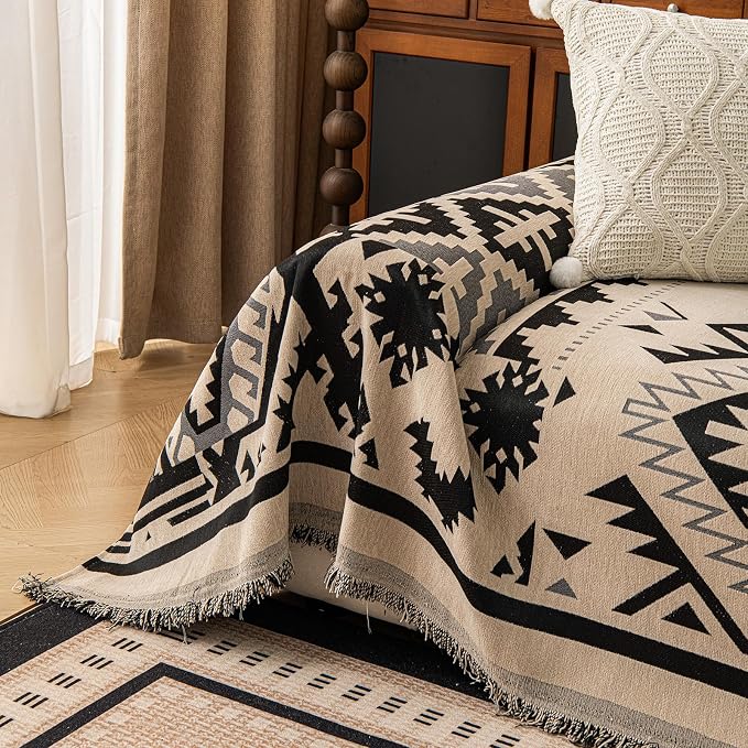 ROOMLIFE Couch Cover 3 Cushion Sofa, Washable Non Slip Furniture Sofa Protector Cover, Soft Chenille Sofa Slipcovers Sectional L Shape Dogs Couch Cover Throw Blanket with Tassels 71''X118'' - Image 3
