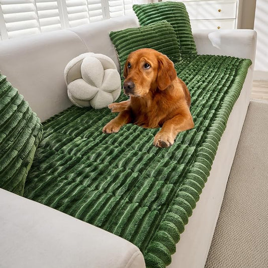 Mivnue Pet Couch Cover, Couch Covers for Dogs, Washable Dog Sofa Covers Couch Protector, Fuzzy Non Slip Couch Slipcover Pet Friendly (Green, 27.6" x 70.9") by Mivnue