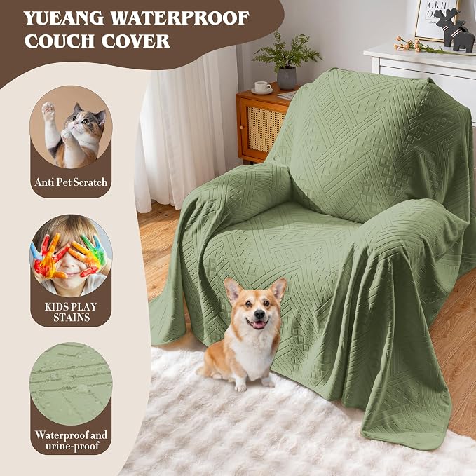 Waterproof Recliner Chair Cover, Anti-Slip Reclining Chair Covers, Pet-Friendly, Washable, Durable and Breathable Couch Covers – Reversible Design for Sofa Protection(71x71in/Green) - Image 5