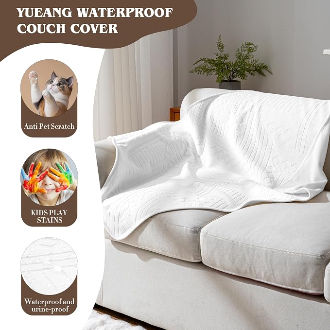Waterproof Recliner Chair Cover - Washable Double-Sided Velvet and Pattern Reversible Cover for Couch, Bed, Car and Sofa Protection for Dogs (30x40in/White） - Image 6