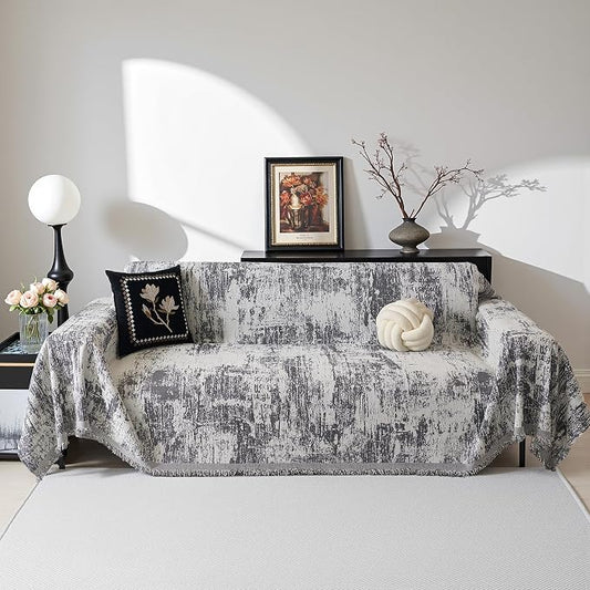 MEETSKY Boho Couch Cover for Dogs Washable Couch Sofa Protector for Love seat Sofa with Cats Friendly, Abstract Geometric Jacquard Sofa Covers Soft Modern Sofa Slipcovers, 71" X102", Deep Grey by MEETSKY