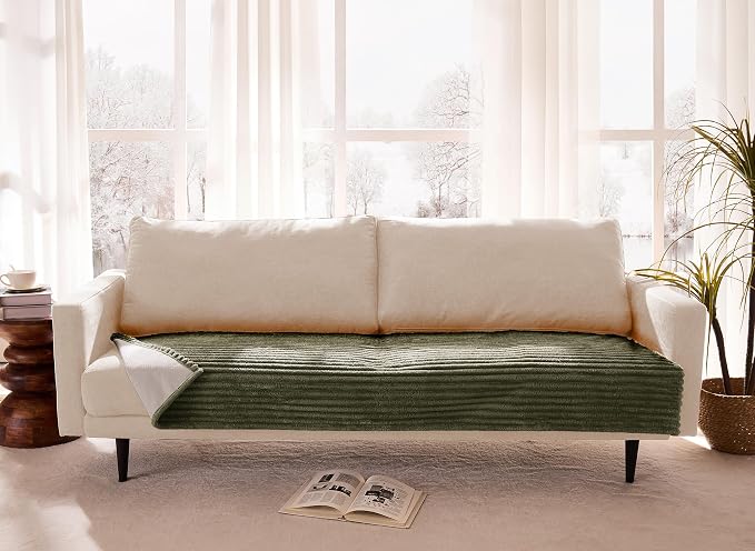 Waterproof Dual Non-Slip Couch Cover for Dogs, Fuzzy Soft Pet Couch Covers for 2 Cushion Sofa loveseat, Pet Friendly Soft Dog Bed Covers Sofa Cover Washable (Sage Green, 33" x 62" 1 Pack) - Image 8