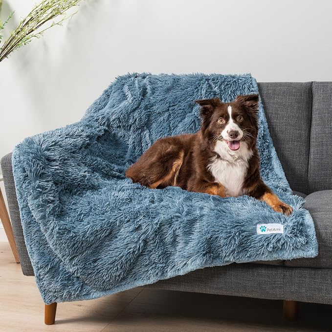PetAmi Waterproof Dog Blanket for Couch, Bed & Furniture,Reversible Sherpa & Faux Fur Pet Blanket, Leakproof Blanket for Dog Cat, Washable Couch Protector, Soft Calming Pet Throw (40x60, Light Blue) - Image 7